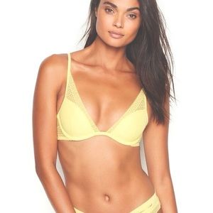 VS Lightly Lined Lace Plunge Bra yellow